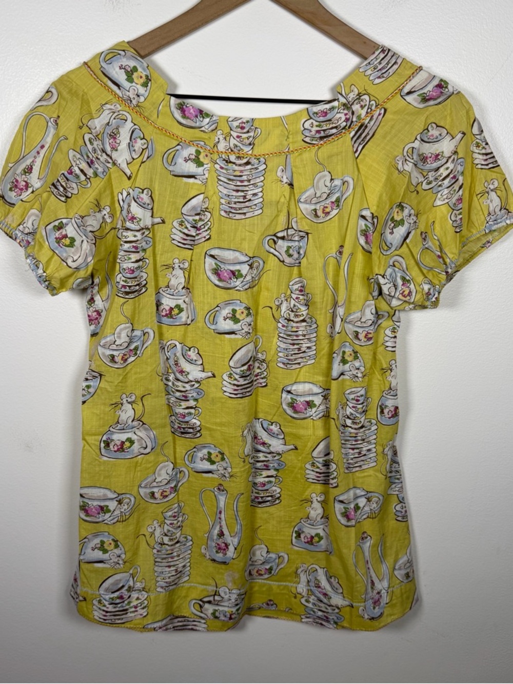 Chelsea & Violet Womens Blouse Size S Tea Party Yellow Coquette Cottagecore - Picture 3 of 7